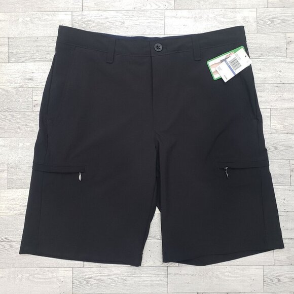 Izod Golf Cargo Shorts Swing Flex 9" Stretch 6 Pocket Black Mens Size 30 NWT $70 - Picture 2 of 10